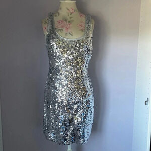 JS boutique silver sequin dress size 8
